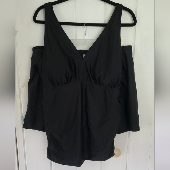 Daci Plus Size V Neck Tankini with Skirt Two Piece Bathing Suit Size 20W - Picture 2 of 16